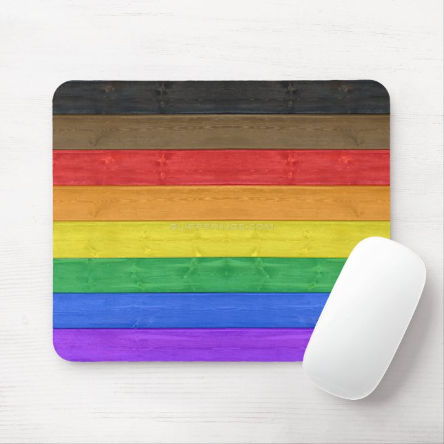 SlipperyJoe's Inclusive gay pride flag textured ru Mouse Mat (With Mouse)