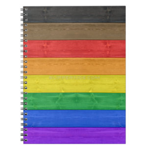 SlipperyJoe's Inclusive gay pride flag textured ru Notebook