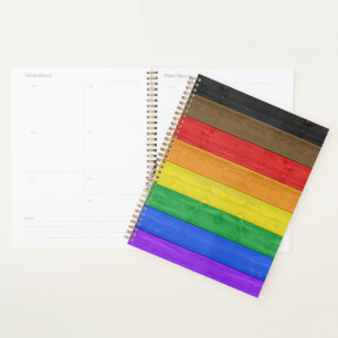 SlipperyJoe's Inclusive gay pride flag textured ru Planner