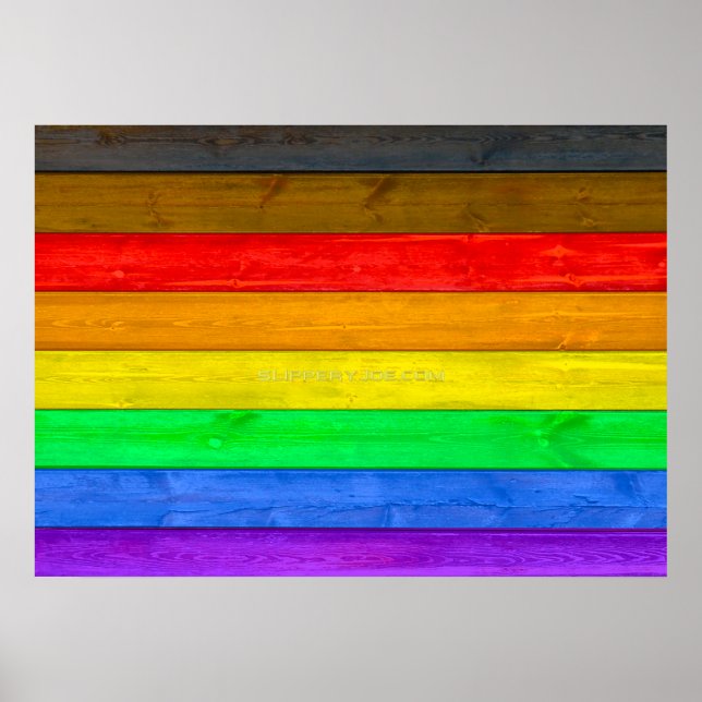 SlipperyJoe's Inclusive gay pride flag textured ru Poster (Front)