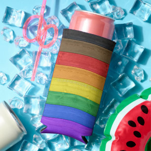 SlipperyJoe's Inclusive gay pride flag textured ru Seltzer Can Cooler