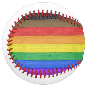SlipperyJoe's Inclusive gay pride flag textured ru Softball