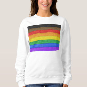 SlipperyJoe's Inclusive gay pride flag textured ru Sweatshirt
