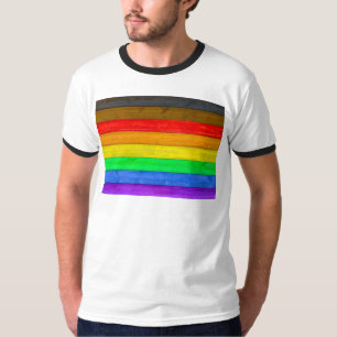 SlipperyJoe's Inclusive gay pride flag textured ru T-Shirt
