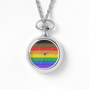 SlipperyJoe's Inclusive gay pride flag textured ru Watch