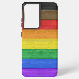 SlipperyJoe's inclusive gay pride flag wooden blac Samsung Galaxy Case