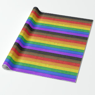 SlipperyJoe's inclusive gay pride flag wooden blac Wrapping Paper