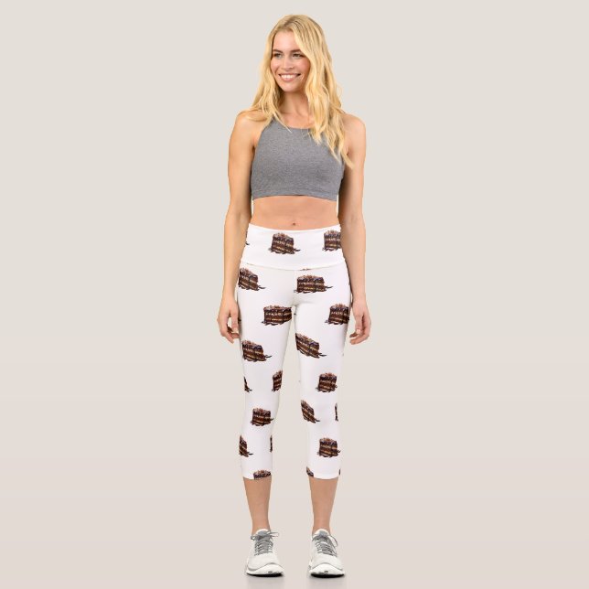 SlipperyJoe's indulgent multi-layer chocolate cake Capri Leggings (Front)