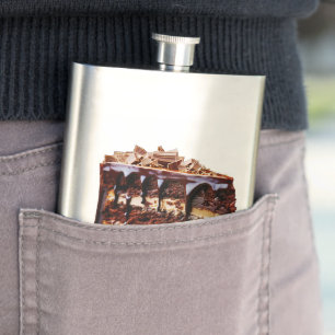 SlipperyJoe's indulgent multi-layer chocolate cake Hip Flask