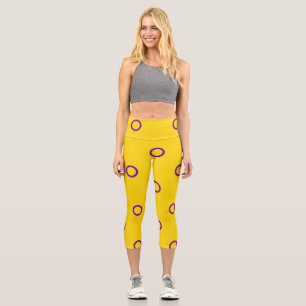 SlipperyJoe's Intersex Pride Flag gay gifts LGBTQI Capri Leggings