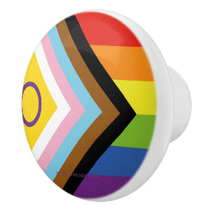 SlipperyJoe's Intersex pride flag yellow backgroun Ceramic Knob
