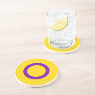 SlipperyJoe's Intersex pride flag yellow backgroun Coaster