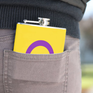 SlipperyJoe's Intersex pride flag yellow backgroun Hip Flask