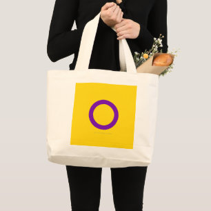 SlipperyJoe's Intersex pride flag yellow backgroun Large Tote Bag