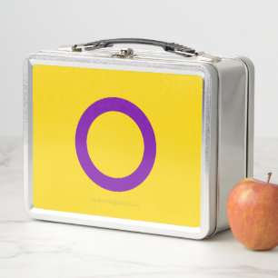 SlipperyJoe's Intersex pride flag yellow backgroun Metal Lunch Box