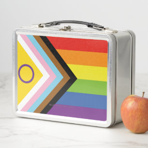 SlipperyJoe's Intersex pride flag yellow backgroun Metal Lunch Box