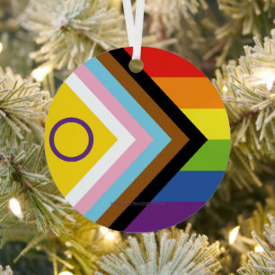 SlipperyJoe's Intersex pride flag yellow backgroun Metal Tree Decoration