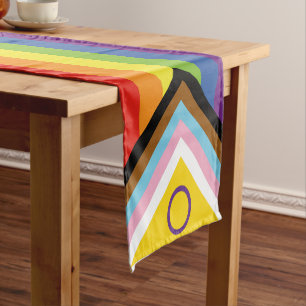 SlipperyJoe's Intersex pride flag yellow backgroun Short Table Runner