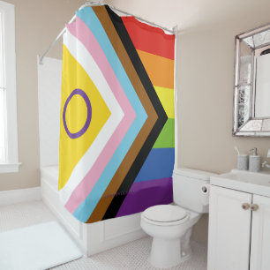 SlipperyJoe's Intersex pride flag yellow backgroun Shower Curtain