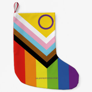 SlipperyJoe's Intersex pride flag yellow backgroun Small Christmas Stocking