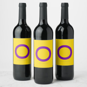 SlipperyJoe's Intersex pride flag yellow backgroun Wine Label