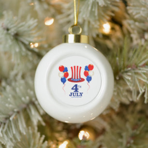 SlipperyJoe's july 4th Independence day classic Un Ceramic Ball Christmas Ornament
