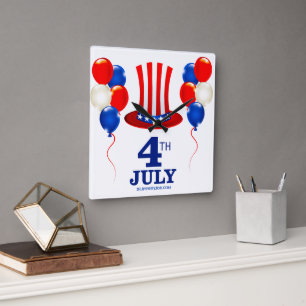SlipperyJoe's july 4th Independence day classic Un Square Wall Clock