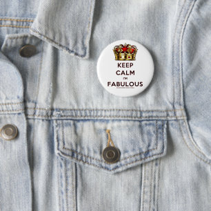 SlipperyJoe's keep calm fabulous golden crown red 6 Cm Round Badge
