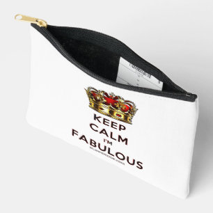 SlipperyJoe's keep calm fabulous golden crown red  Accessory Pouch