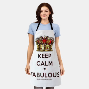 SlipperyJoe's keep calm fabulous golden crown red Apron