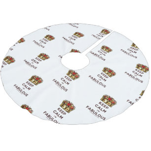 SlipperyJoe's keep calm fabulous golden crown red  Brushed Polyester Tree Skirt