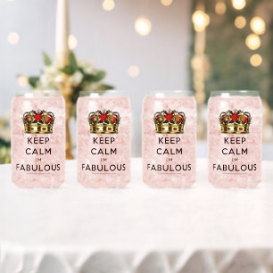 SlipperyJoe's keep calm fabulous golden crown red  Can Glass