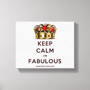 SlipperyJoe's keep calm fabulous golden crown red Canvas Print