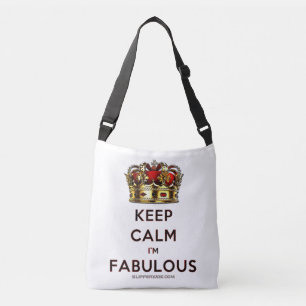 SlipperyJoe's keep calm fabulous golden crown red  Crossbody Bag