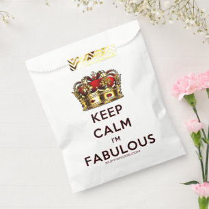 SlipperyJoe's keep calm fabulous golden crown red  Favour Bags