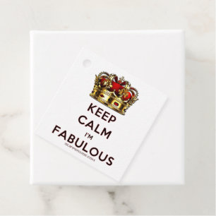 SlipperyJoe's keep calm fabulous golden crown red  Favour Tags