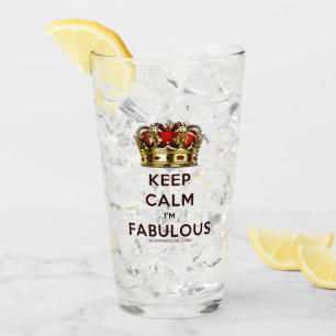 SlipperyJoe's keep calm fabulous golden crown red  Glass
