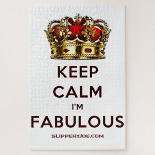 SlipperyJoe's keep calm fabulous golden crown red  Jigsaw Puzzle