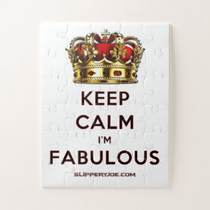 SlipperyJoe's keep calm fabulous golden crown red  Jigsaw Puzzle