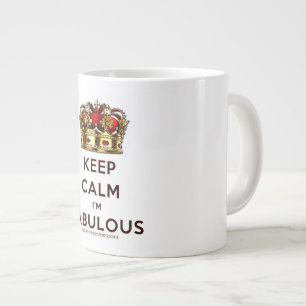 SlipperyJoe's keep calm fabulous golden crown red Large Coffee Mug