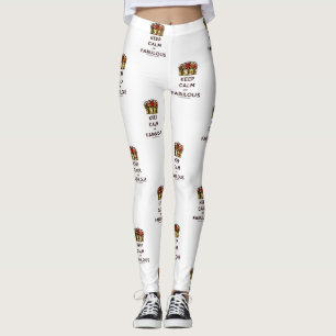 SlipperyJoe's keep calm fabulous golden crown red  Leggings