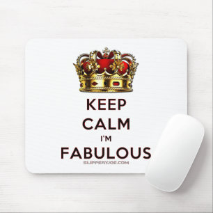 SlipperyJoe's keep calm fabulous golden crown red  Mouse Mat