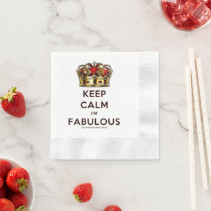 SlipperyJoe's keep calm fabulous golden crown red  Napkin
