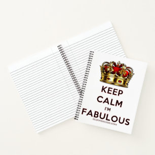 SlipperyJoe's keep calm fabulous golden crown red  Notebook