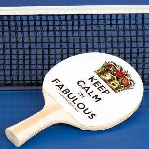 SlipperyJoe's keep calm fabulous golden crown red  Ping Pong Paddle