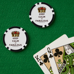SlipperyJoe's keep calm fabulous golden crown red  Poker Chips