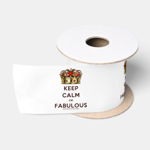 SlipperyJoe's keep calm fabulous golden crown red Satin Ribbon
