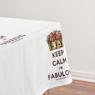 SlipperyJoe's keep calm fabulous golden crown red  Tablecloth