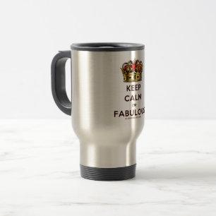SlipperyJoe's keep calm fabulous golden crown red  Travel Mug