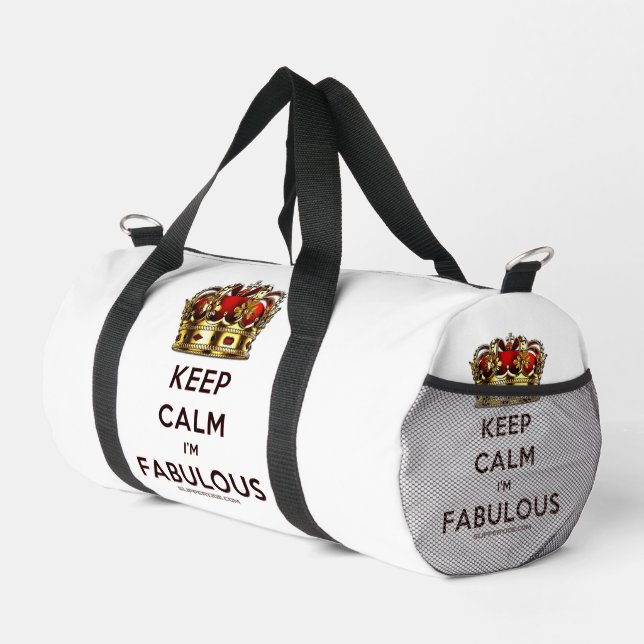SlipperyJoe's keep calm fabulous spectacular crown Duffle Bag (Right Corner)